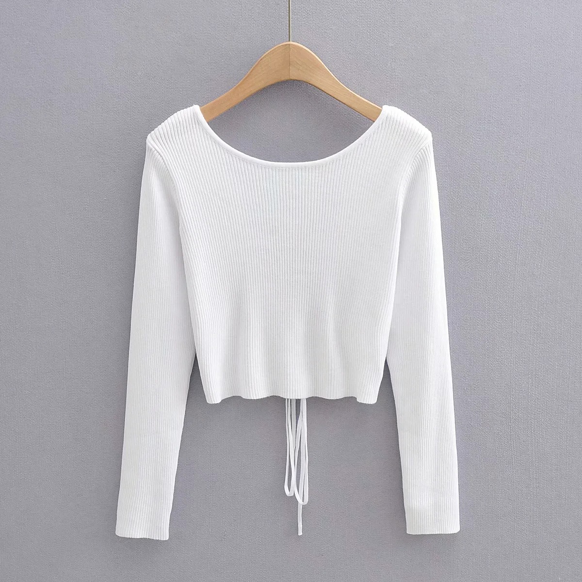 Hollow Cross Leak Back Knitted Bottoming Shirt