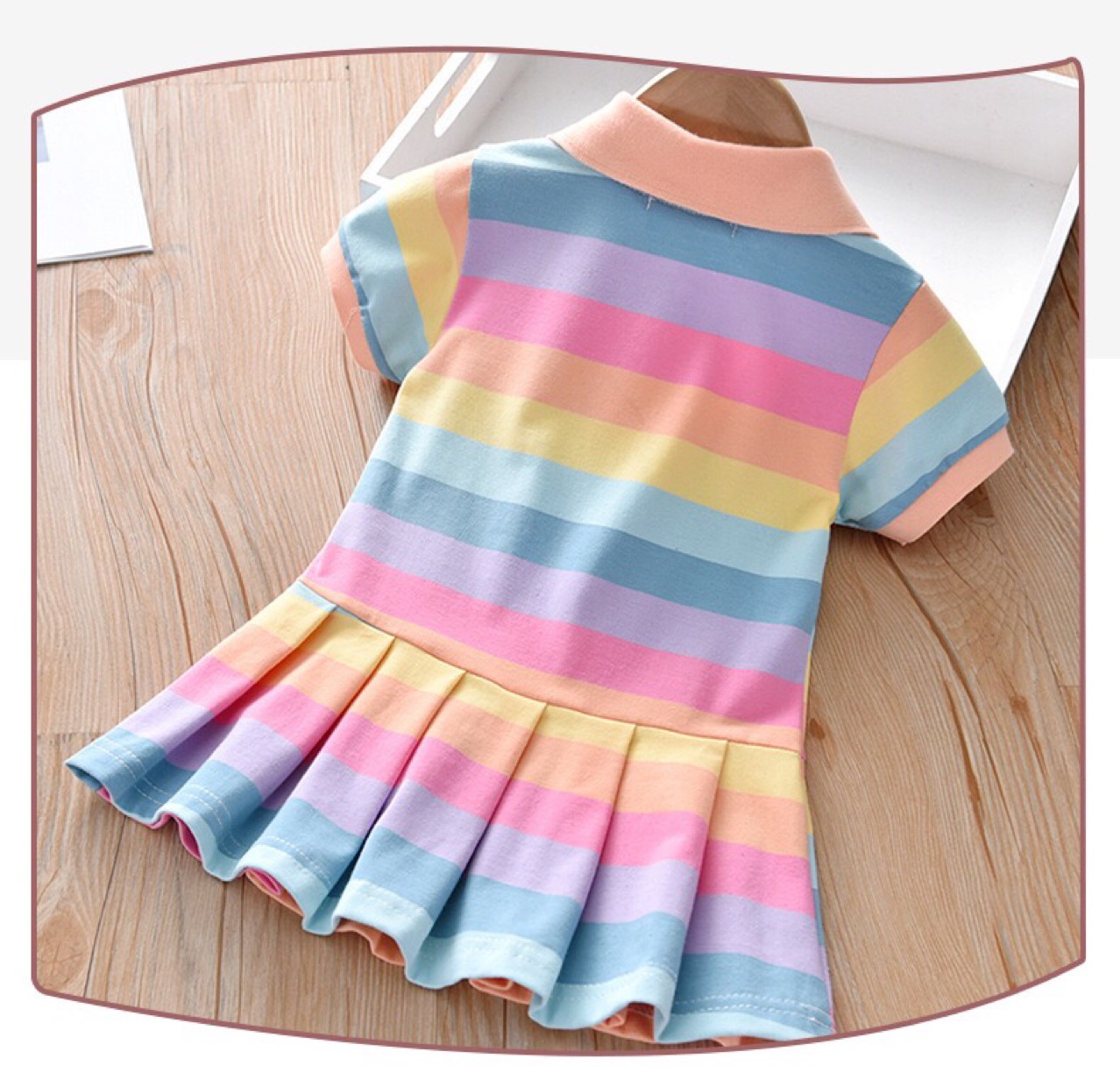 Children's Polo Shirt Color Red Striped Short-sleeved Skirt