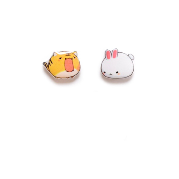 Cartoon Bunny Tiger Cute Super Cute Ear Clip Without Pierced Pure Silver Stud Earrings