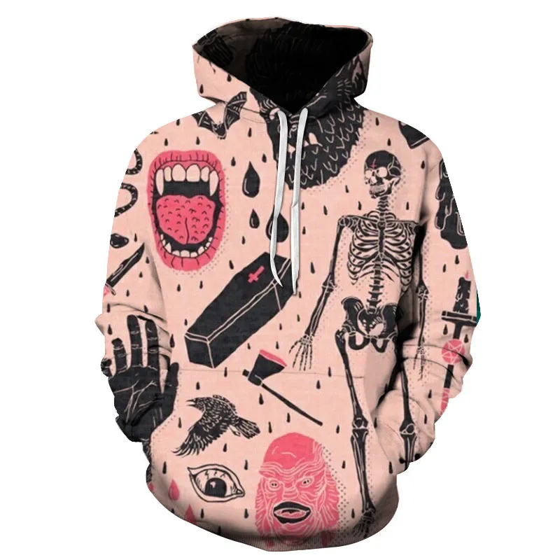 Creative Hands Stretched Skull Head Hooded Sweater - 7 Color-Xs