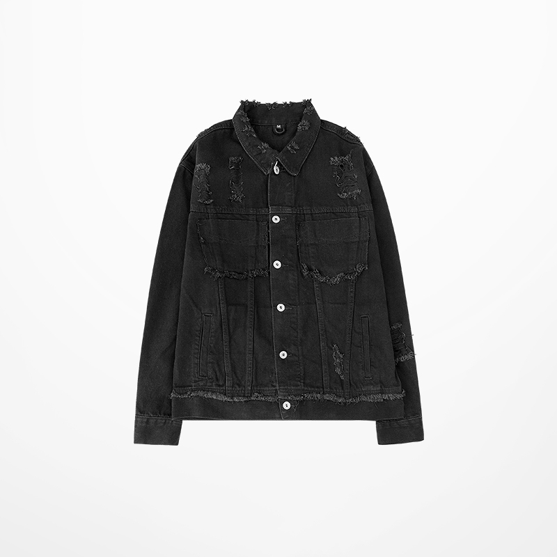 Loose Jacket Youth Ripped Denim Clothes Trendy Men's Denim Top