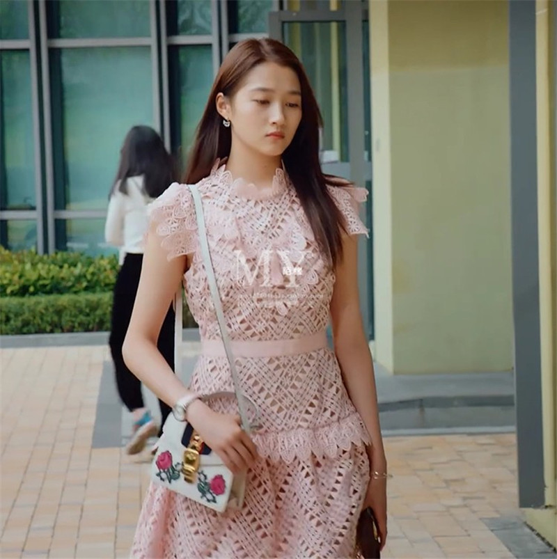 Lady Heavy Industry Water Soluble Embroidered Lace Slim Dress