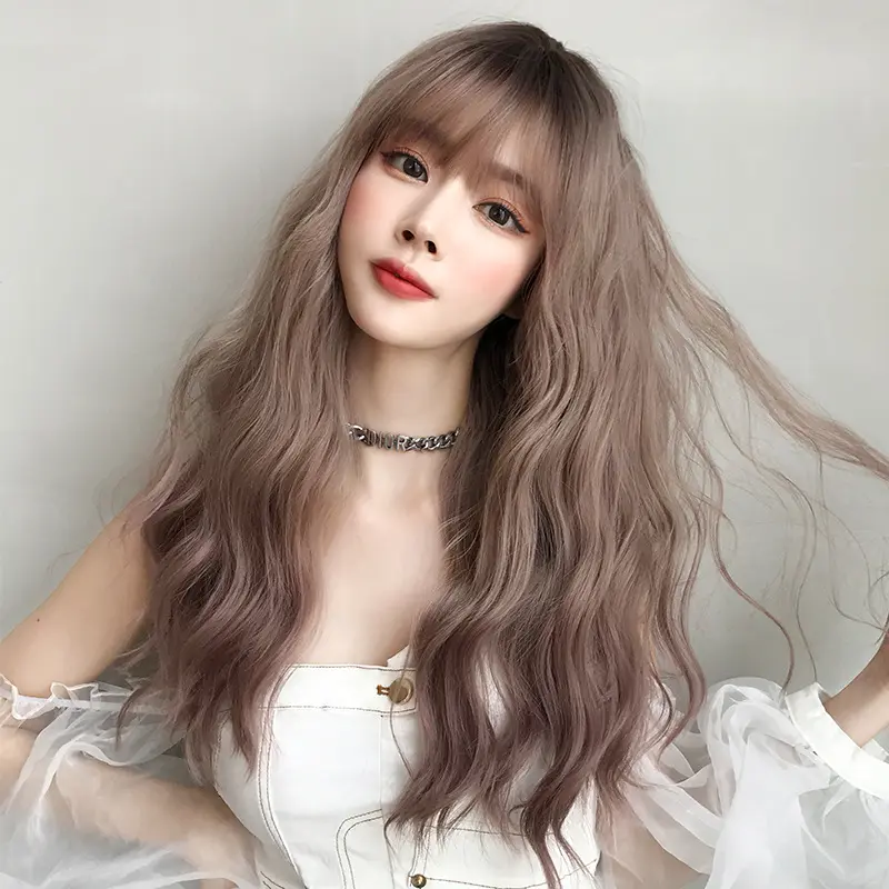 Wig Female Long Hair Slightly Curly Wavy