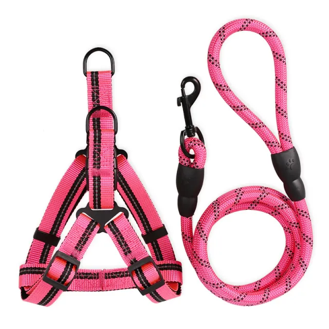 Dog Pet Leash Golden Retriever Collar Side Herd Small And Medium sized Dogs Dog Leash Pink Chest Back Traction Rope - Shop at LoveMi