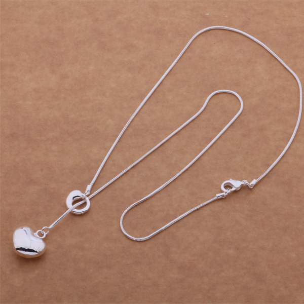 925 Silver Jewelry Silver-plated Necklace Korean Fashion Heart-shaped Necklace