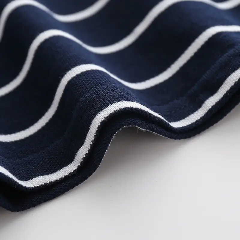 Boys Striped Cotton Polo Shirt With Short Sleeves, Stylish And Comfortable