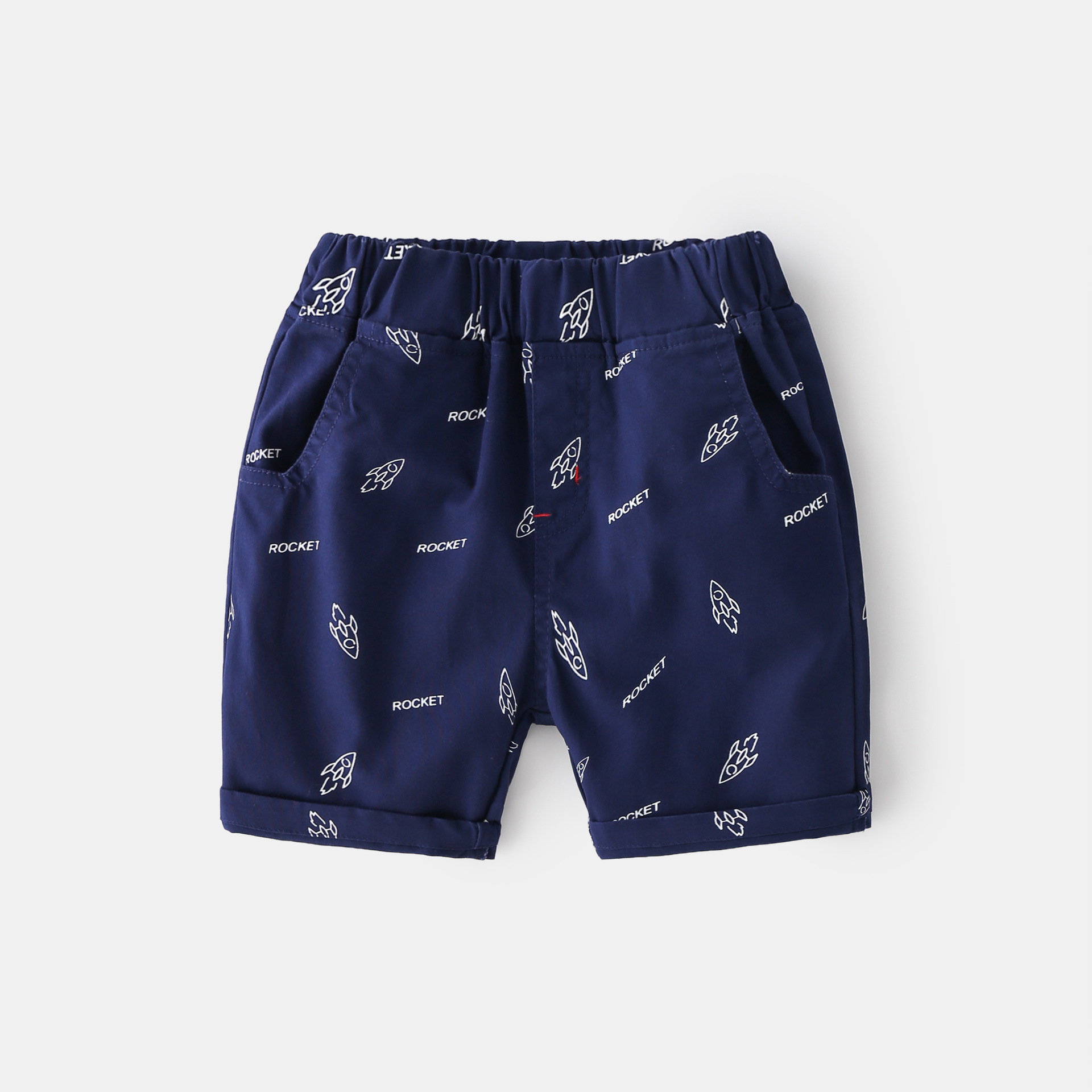 Summer Fashion Korean Boys' Five-point Pants, Cute Rocket Letters, Middle And Small Children's Pants, Cartoon Pattern Boys' Pants
