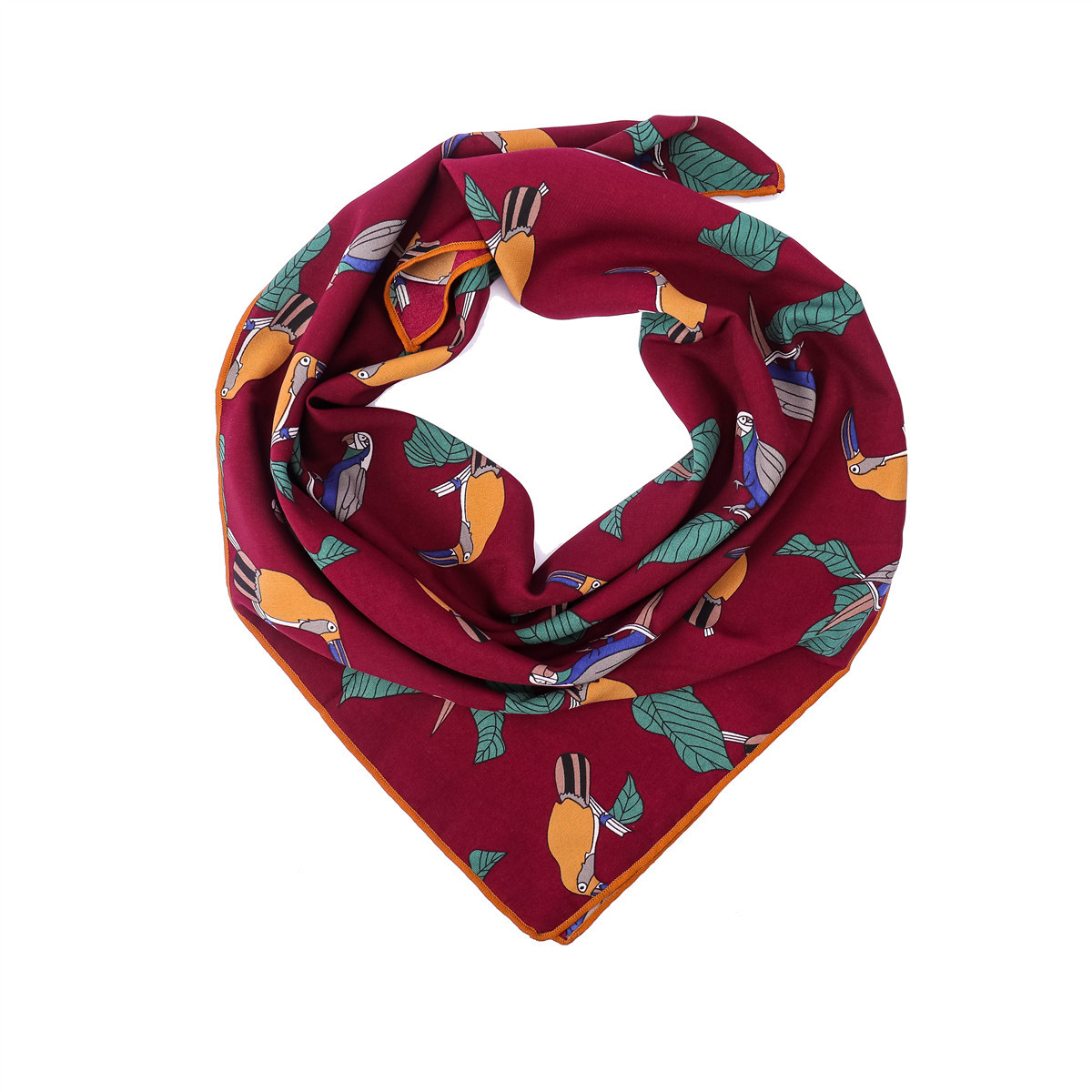 Literary And Art All-match Woodpecker Pattern Small Square Scarf