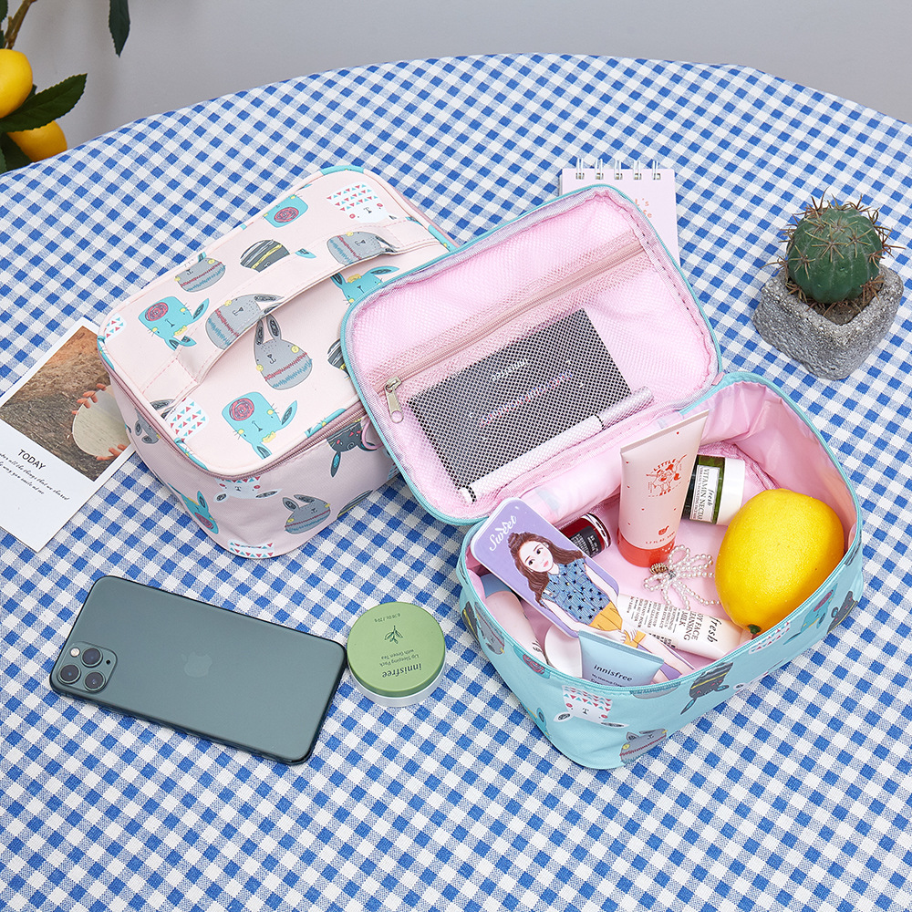 Cartoon Portable Square Toilet Bag Large Capacity Travel Clutch