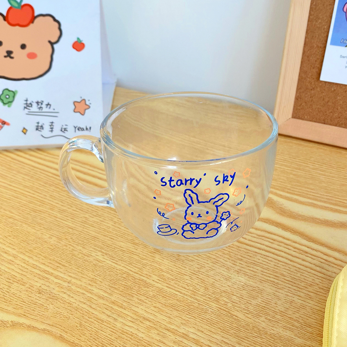 Title 1, Cute Girl Heart Rabbit Breakfast Cup Simple Tra...