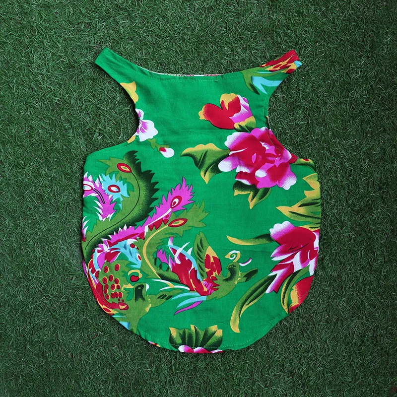 Pet Vest Pug Schnauzer Northeast Ethnic Style Cool And Sunscreen Clothes - Green