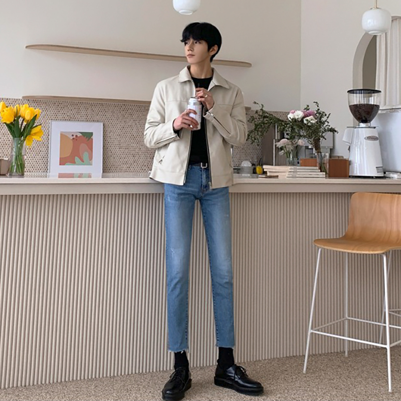 Slim Spring And Autumn Motorcycle Jacket Men's Trend