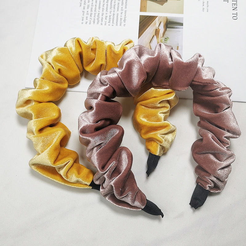 Velvet Solid Color Pleated Headband