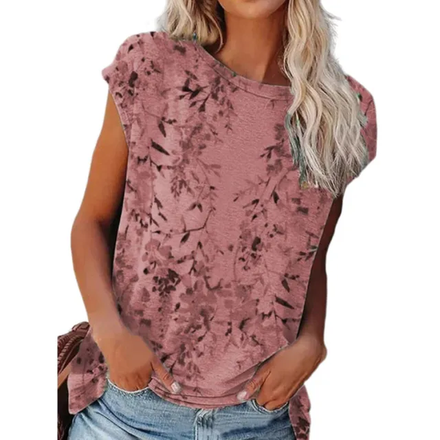 Four color Printed Short sleeved T shirt Pink - Shop at LoveMi