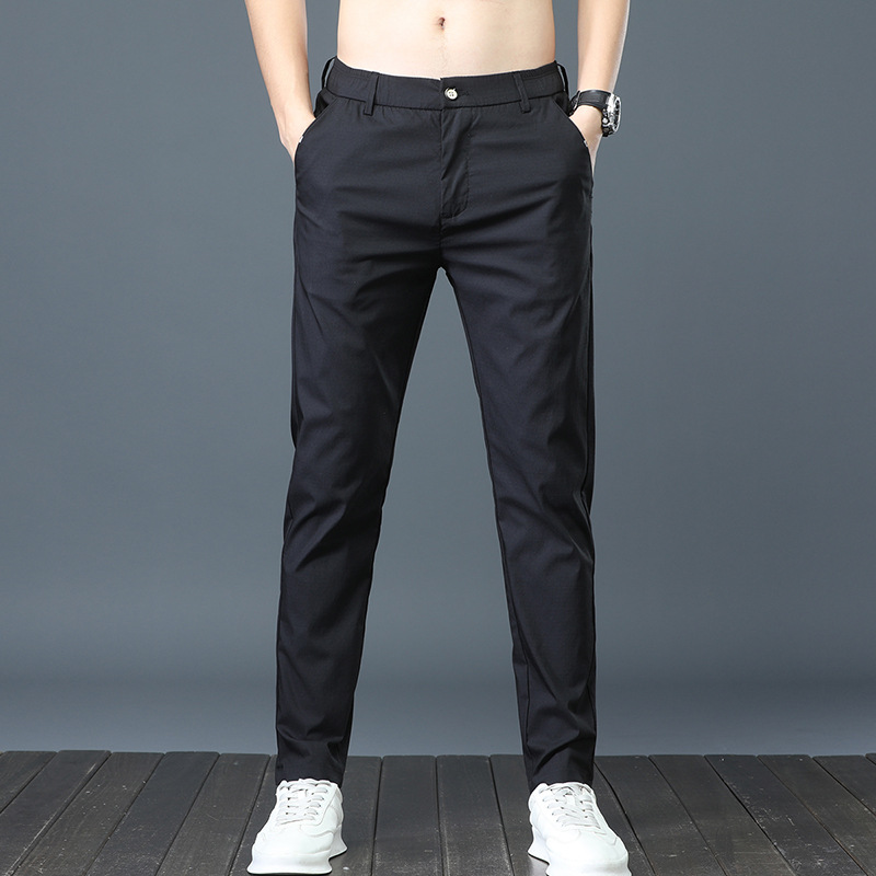 Title 3, Mens Straight Leg Solid Color Casual Trousers ...