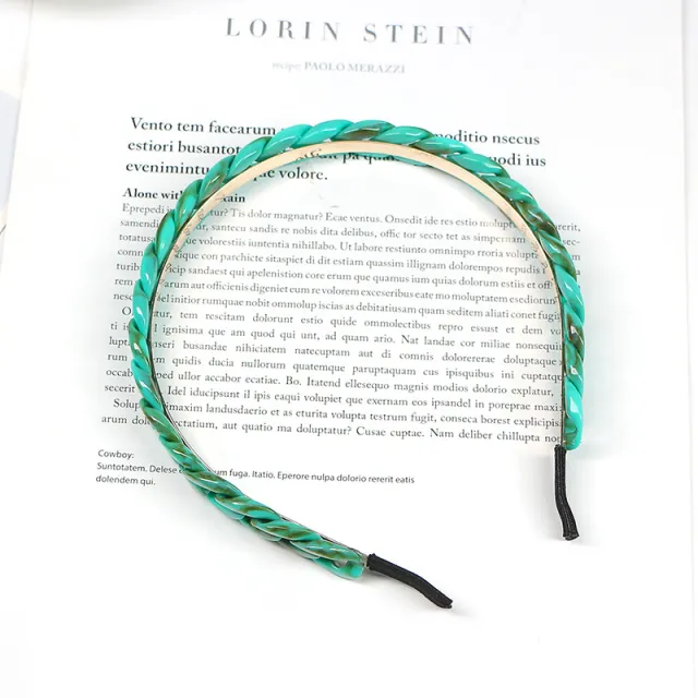 Spring And Summer New Style Headband Color Resin Chain Headband Hairpin Foreign Trade Original Single Chain Headband Blue Green - Shop at LoveMi