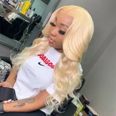 Wig Ladies Mid-point Long Curly Hair Golden Big Wave Chemical Fiber High Temperature Silk Headgear - View 1
