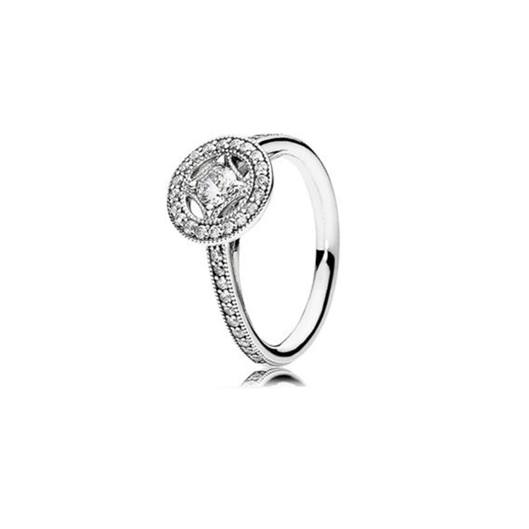 Silver Heart Intertwined Daisy Wheel Of Fortune Couple Ring Romantic Crown Ring