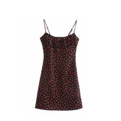 Floral Retro Midi Dress Sleeveless Backless Spaghetti Straps Beach - 3Style - View 1