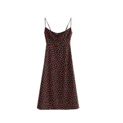Floral Retro Midi Dress Sleeveless Backless Spaghetti Straps Beach - 4Style - View 1