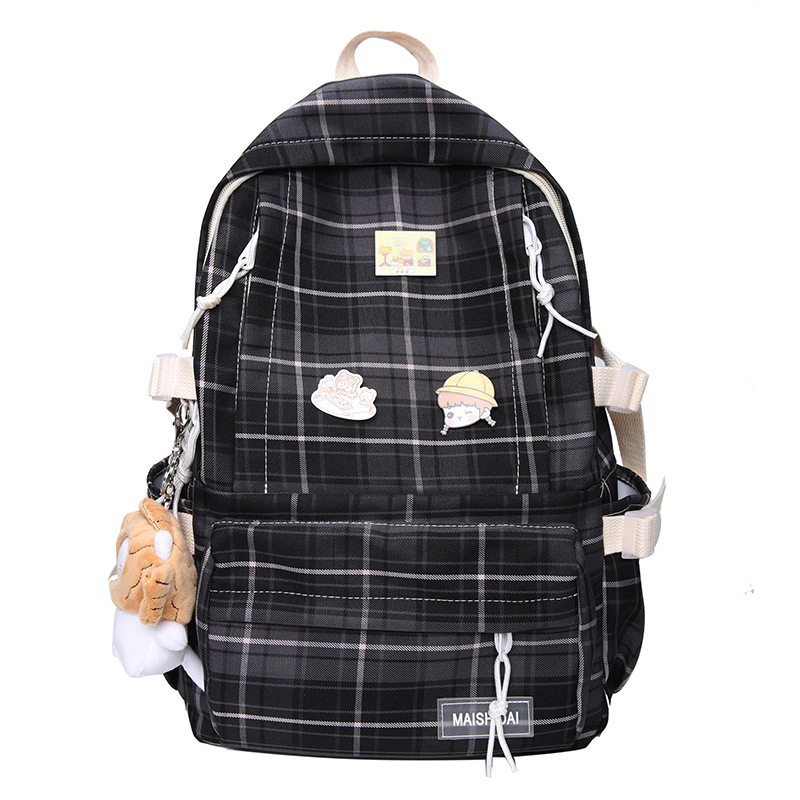 Japanese Plaid Backpack   Capacity Students Schoolbag Campus Stripe Style Fashionable Girl Travel Bag