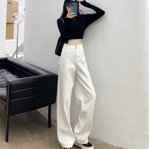 Loose Casual Pants White Jeans Women Trousers