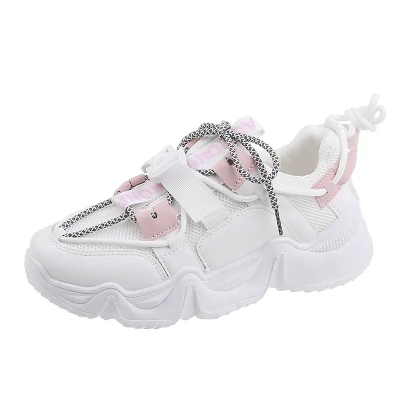 Thick-soled Color-blocking Mesh Sports Student Single Shoes Women