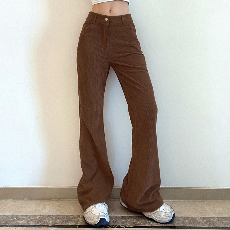 Corduroy Basic Casual Bell Bottom Pants