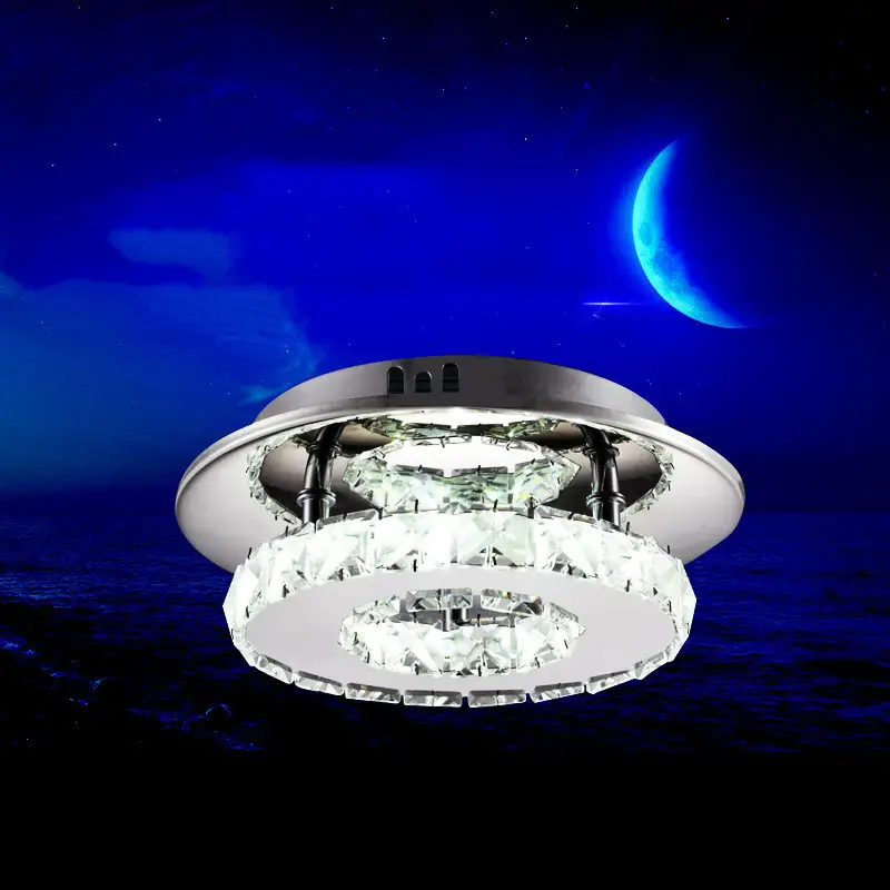 Creative Stainless Steel Crystal Lamp Round Ring Chandelier