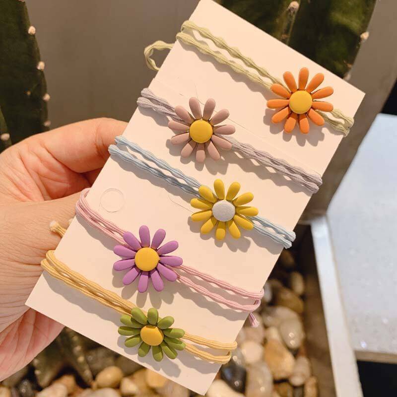 Literature And Art Little Daisy Hair Ring Elegant Style Lovely Flower Hair Rope Baby Hair Elastic Band Suit Picture Color - Shop at LoveMi