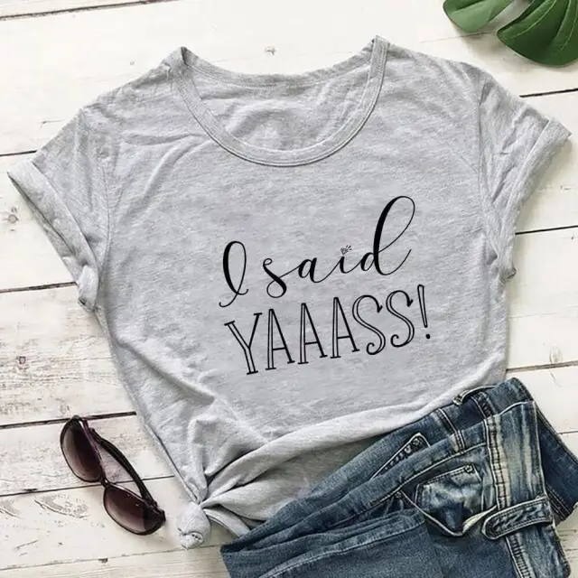 Bride To Be Print T Shirt Cross Border Round Neck Short sleeved Women's Clothing Grey - Shop at LoveMi