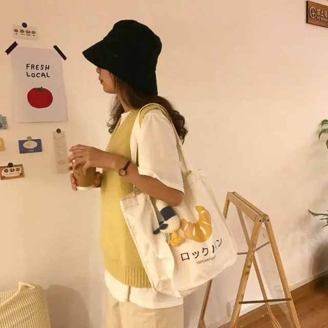 Canvas Bag Female Summer Personality Class Texture Cute Vintage Girl Messenger Bag White - Shop at LoveMi