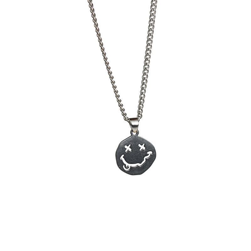 Irregular Smiley Face Pendant Titanium Steel Necklace