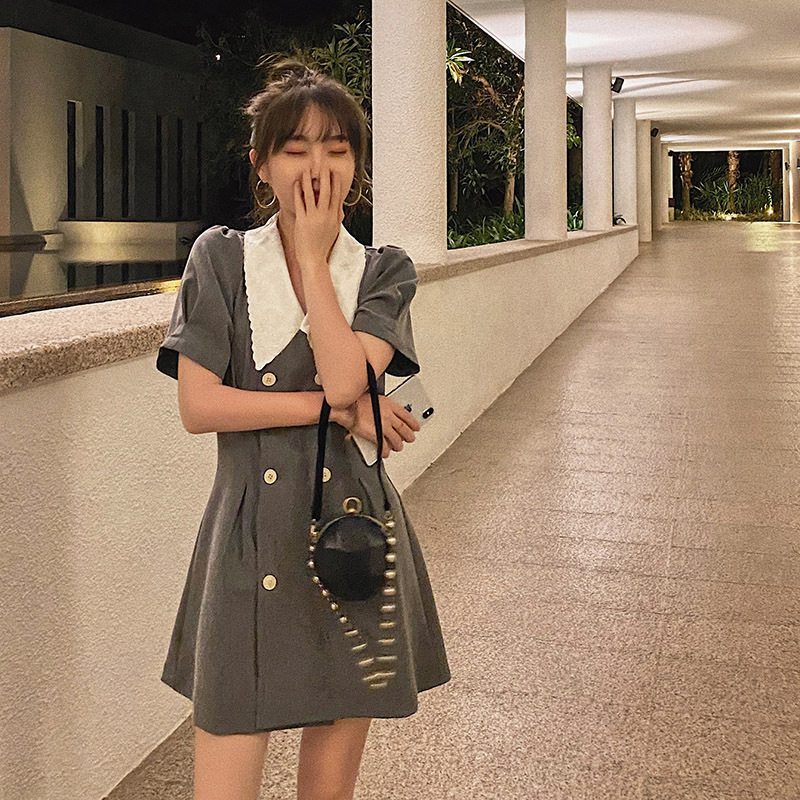 First Love Sweet Doll Collar Puff Sleeve Dress