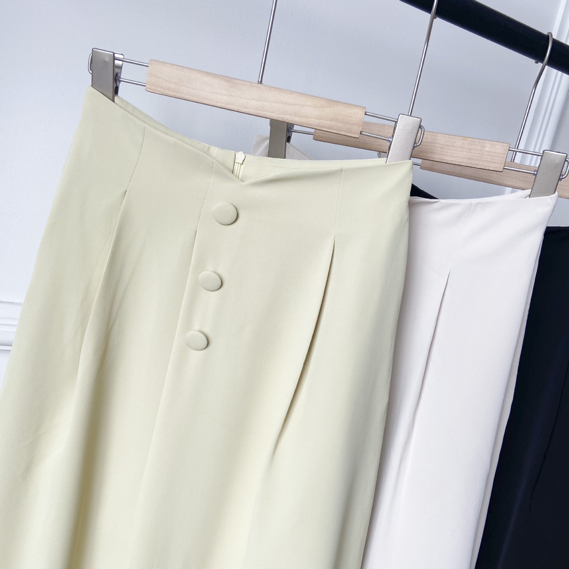 A-line High Waist Skirt Umbrella Skirt Thin Apricot Color