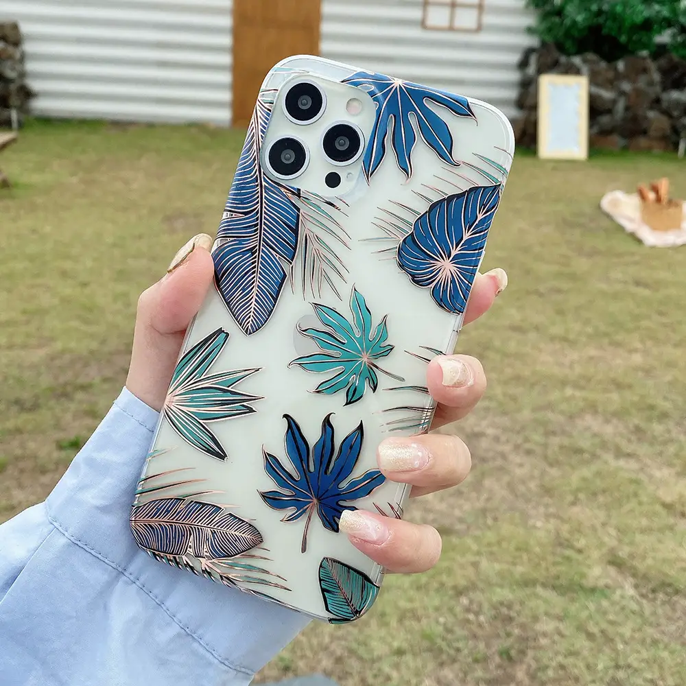 Double-Sided Film Electroplating Leaf Flower Phone Case