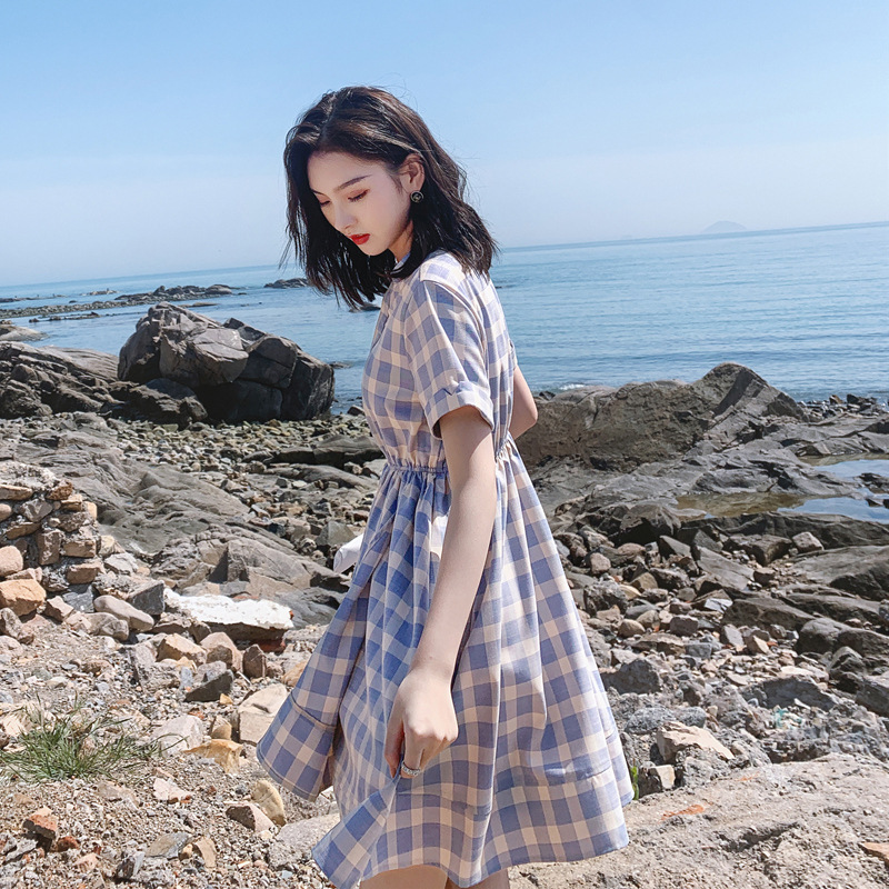 Fairy Little Design Sense Niche Temperament Plaid Skirt