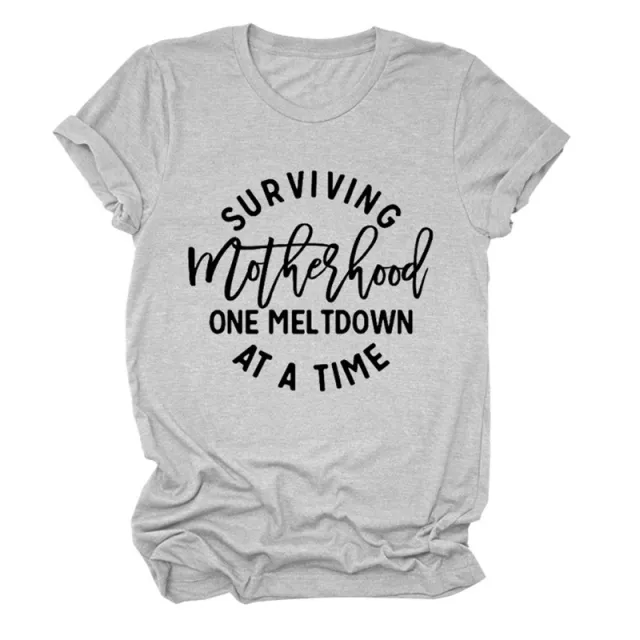 Letters Loose Casual Short Sleeves Round Neck Simple Light Grey - Shop at LoveMi
