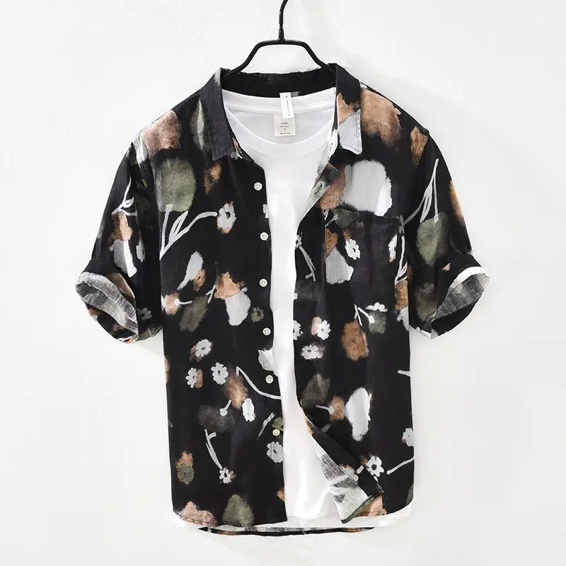 Men's Loose And Breathable Square Neck Linen Shirt