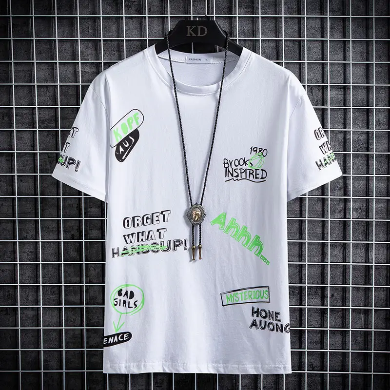 Round Neck, Half Sleeve Body, Trendy Ins Top Men's Clothing