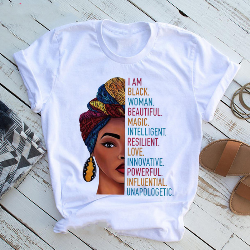 Title 6, Women Beautiful African White Funny Print T shi...