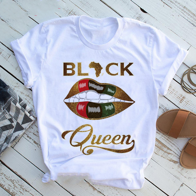 Title 2, Women Beautiful African White Funny Print T shi...