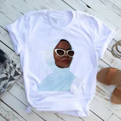 Women Beautiful African White Funny Print T shirt Girl Black Queen Lip Harajuku 90s Clothes - K - View 1