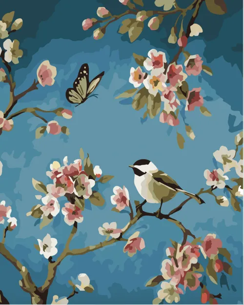 Bird & The Butterfly DIY Painting By Numbers Kit Blue - Shop at LoveMi