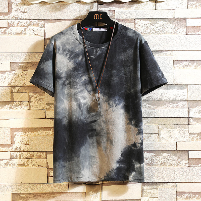New Fashion Men'S Japanese Trend Brick Wall Hanging Shot Men'S Short Sleeves