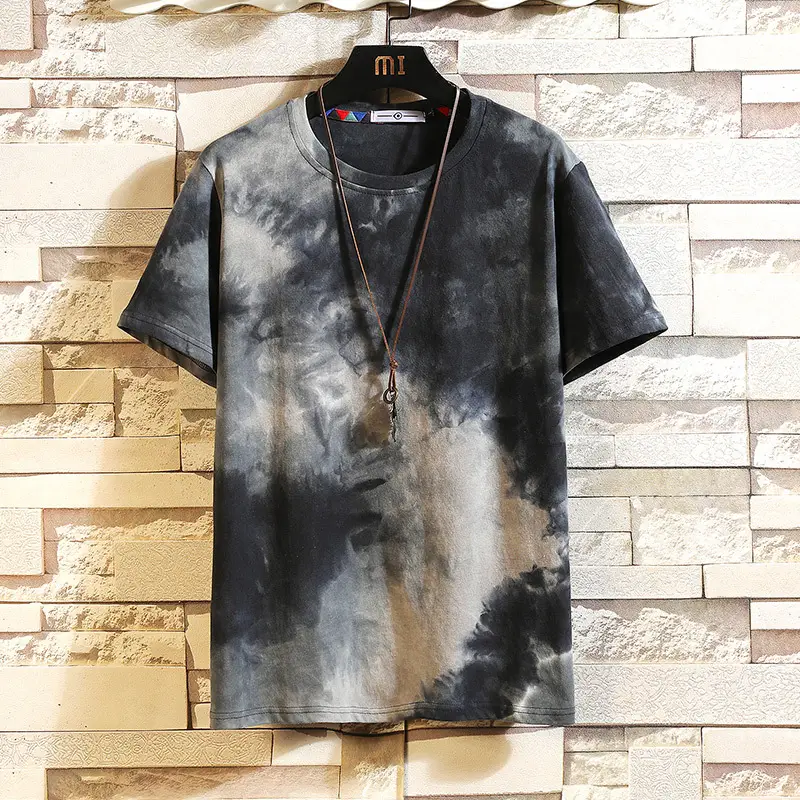 New Fashion Men'S Japanese Trend Brick Wall Hanging Shot Men'S Short Sleeves