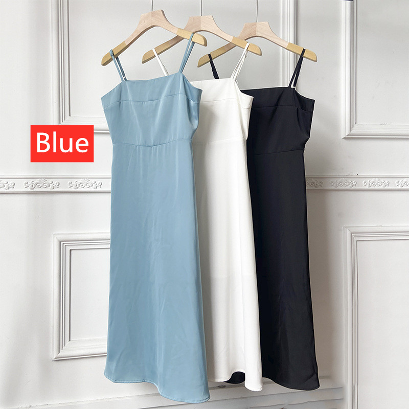 Satin Suspender Skirt In Summer, Take A Slim And Thin Base Skirt With Simple Temperament