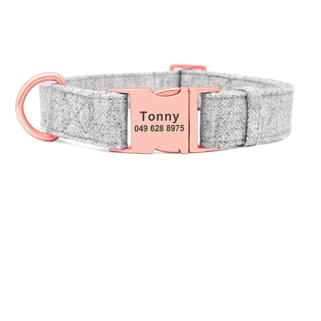 Pet Dog Collar Engraving Anti Lost Traction Rope Supplies Warm Grey - Shop at LoveMi