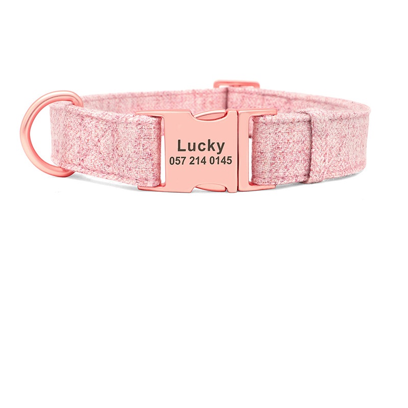 Pet Dog Collar Engraving Anti Lost Traction Rope Supplies Fragrant Pink - Shop at LoveMi