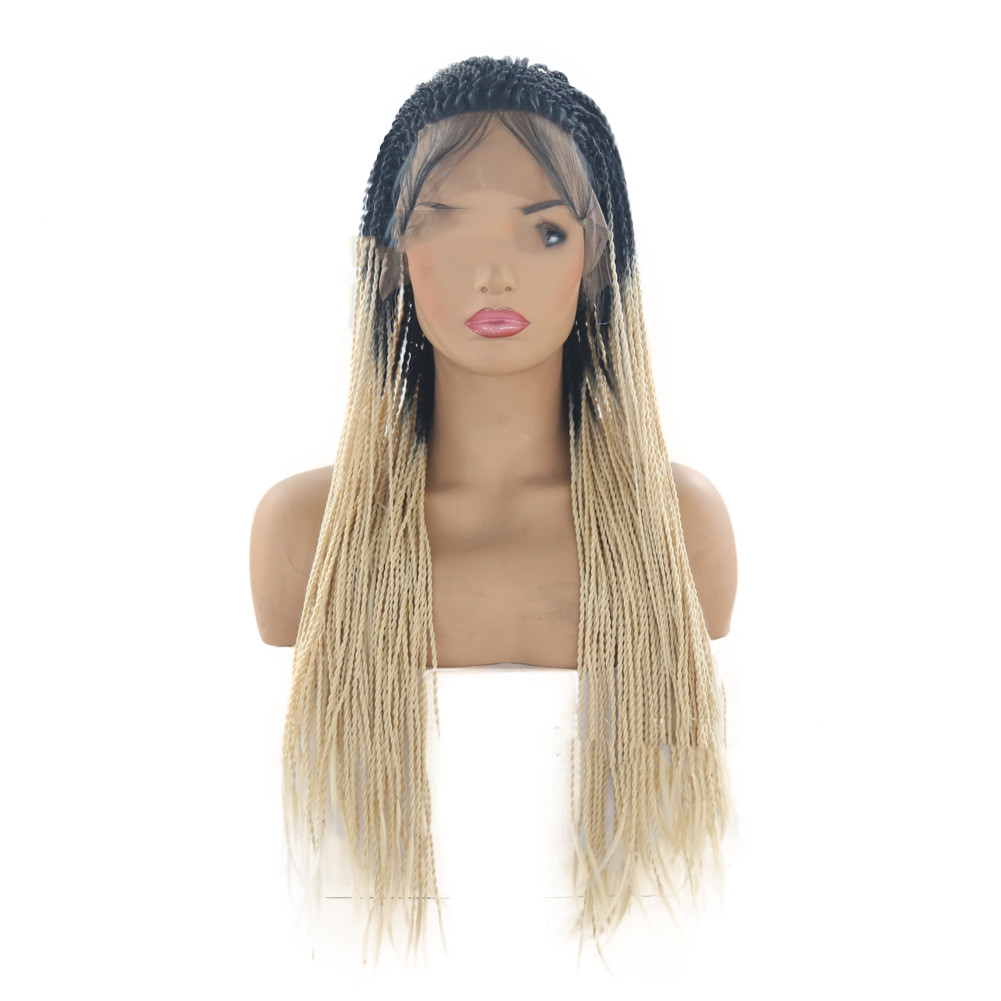 Wig Front Lace Chemical Fiber T Color Two strand Braid Wig Set Light Brown - Shop at LoveMi